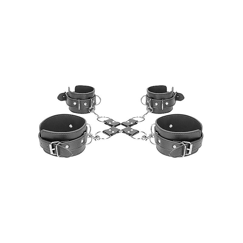Bonded Leather Hogtie With Hand and Ankle Cuffs - Cuffs And Restraints