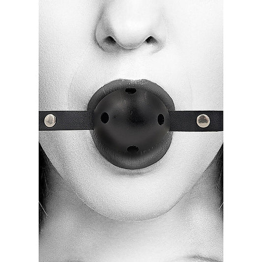 Breathable BDSM Ball Gag With Bonded Leather Straps - Bondage Gags and Bits