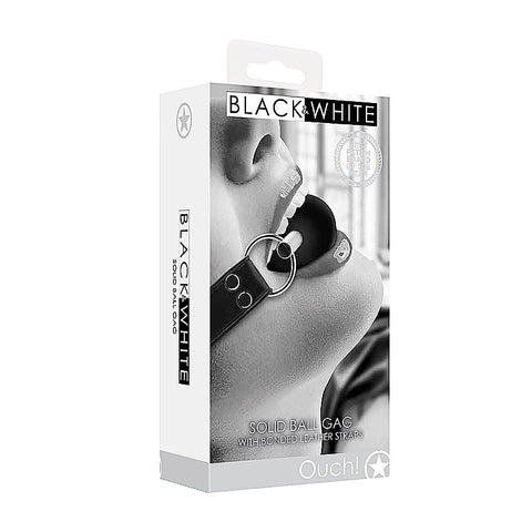 Solid Ball Gag With Bonded Leather Straps by Shots Toys - Bondage Gags and Bits