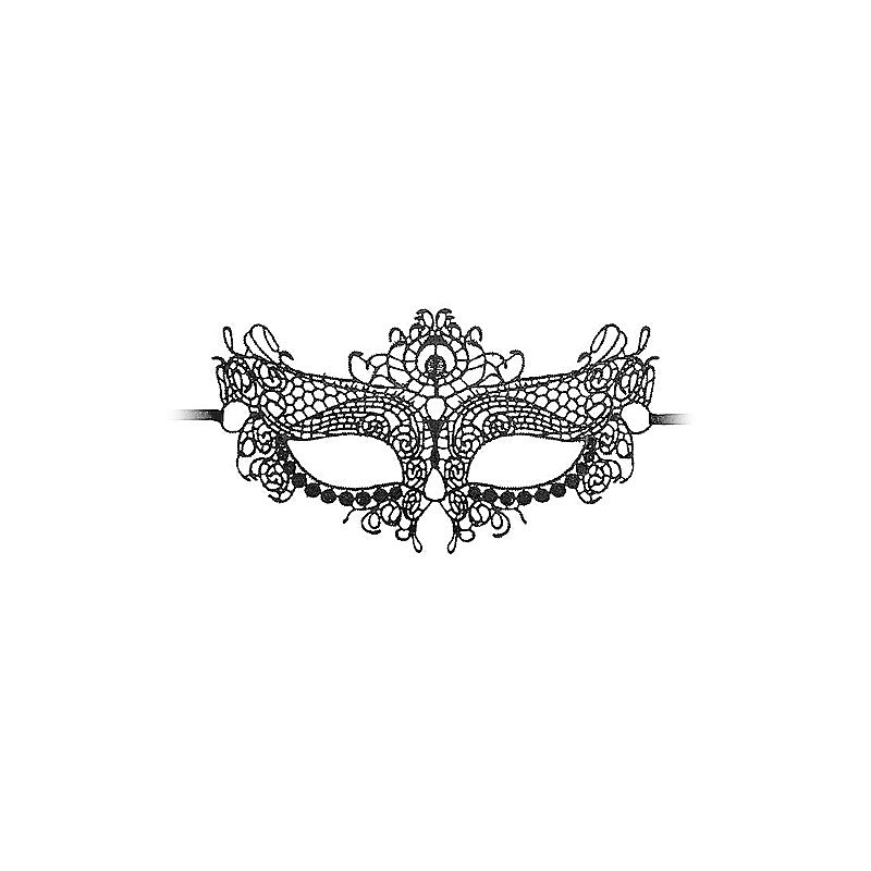 Queen High Quality Bondage Lace Eye Mask by Shots Toys - Masks And Blindfolds