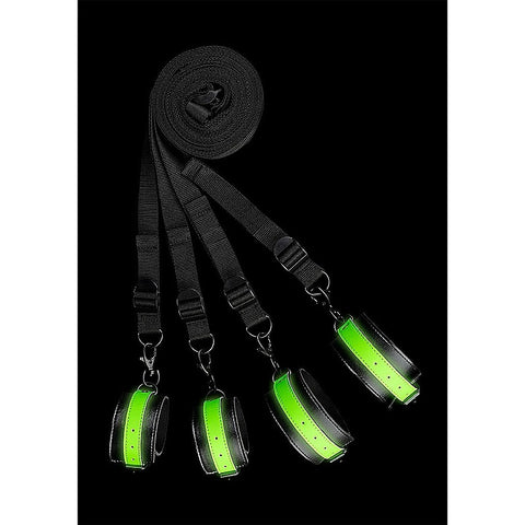 Bed Bindings Restraint Kit Glow in the Dark by Shots Toys - Bondage Kits