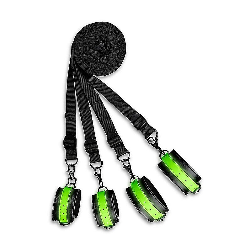 Bed Bindings Restraint Kit Glow in the Dark by Shots Toys - Bondage Kits