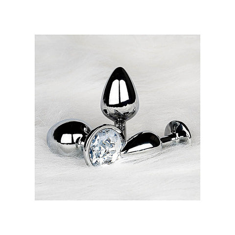 Round Gem Metal Surface Butt Plug Large by Shots Toys - Butt Plugs
