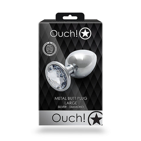 Round Gem Metal Surface Butt Plug Large by Shots Toys - Butt Plugs