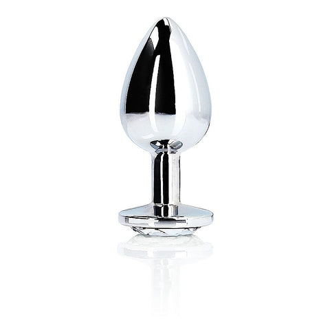 Round Gem Metal Surface Butt Plug Large by Shots Toys - Butt Plugs