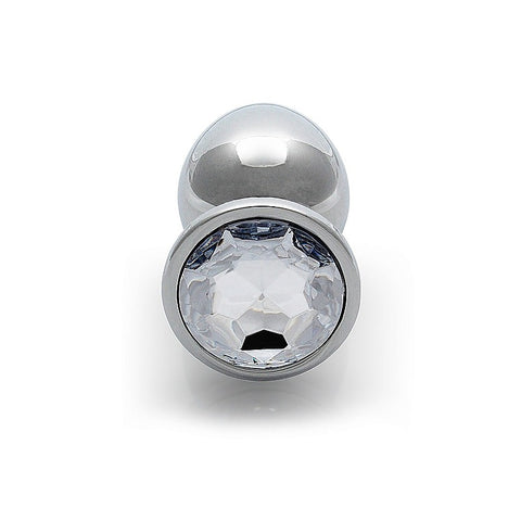 Round Gem Metal Surface Butt Plug Large by Shots Toys - Butt Plugs