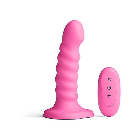 Colours Ribbed 5 inch Remote Control Dildo by NS Novelties - Vibrating Dildos