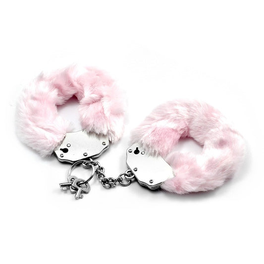 Fetish Pleasure Fluffy Hand Cuffs Pink by Lovetoy - Cuffs And Restraints