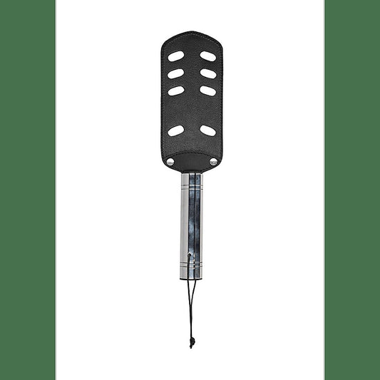 Slotted Leather Bondage Spanking Paddle by Shots Toys - Paddles And Slappers