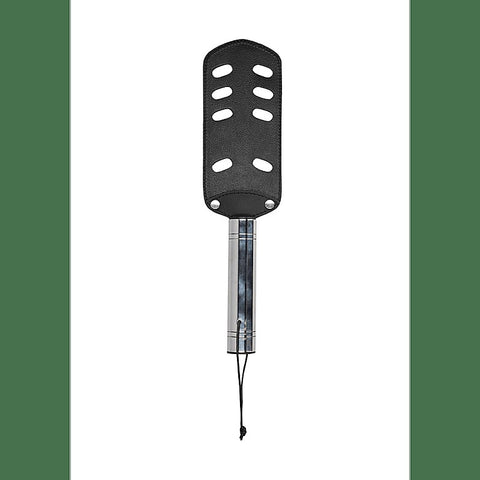 Slotted Leather Bondage Spanking Paddle by Shots Toys - Paddles And Slappers