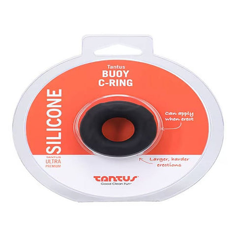 Tantus Buoy Stretchy Silicone Cock Ring Onyx Enhanced Performance - Stretchy Cock Rings