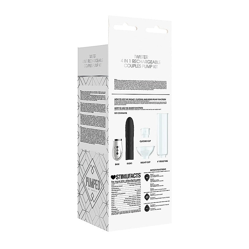 Shots Pumped Twister 4 in 1 Rechargeable Couples Pump Kit - Sex Toys For Couples