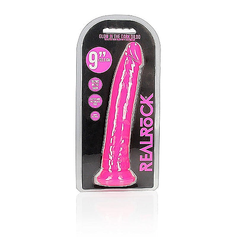 9 Inch Slim Glow in the Dark Neon Dildo by Shots Toys - Realistic Dildos