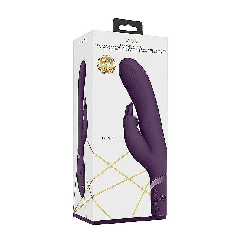 May Rechargeable Silicone Dual Pulse Wave Rabbit Vibe - Rabbit Vibrators