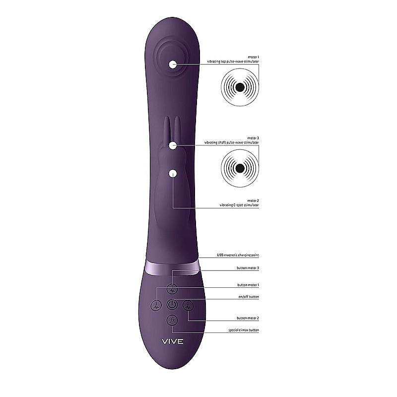 May Rechargeable Silicone Dual Pulse Wave Rabbit Vibe - Rabbit Vibrators
