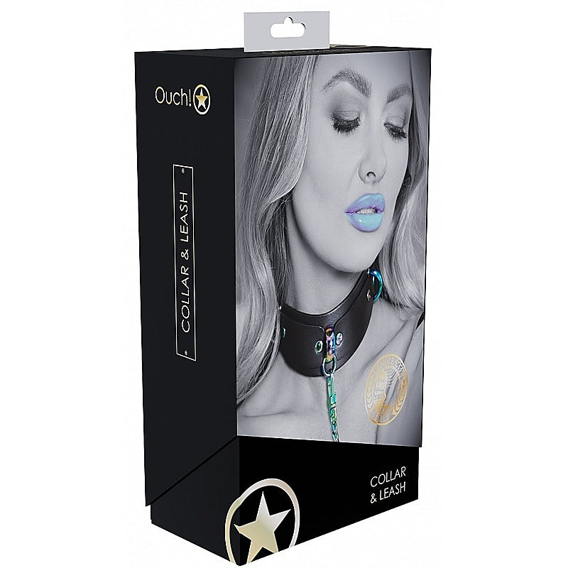 Ouch! Venice Collection BDSM Collar with Leash by Shots Toys - Collars and Leads