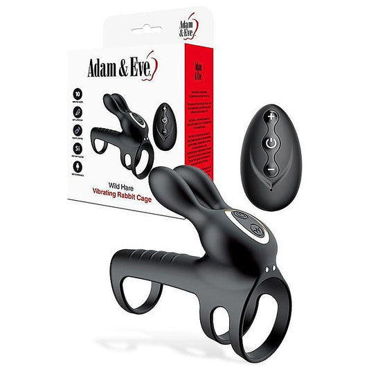 Wild Hare Remote Control Vibrating Penis Cage by Adam & Eve - Male Chastity