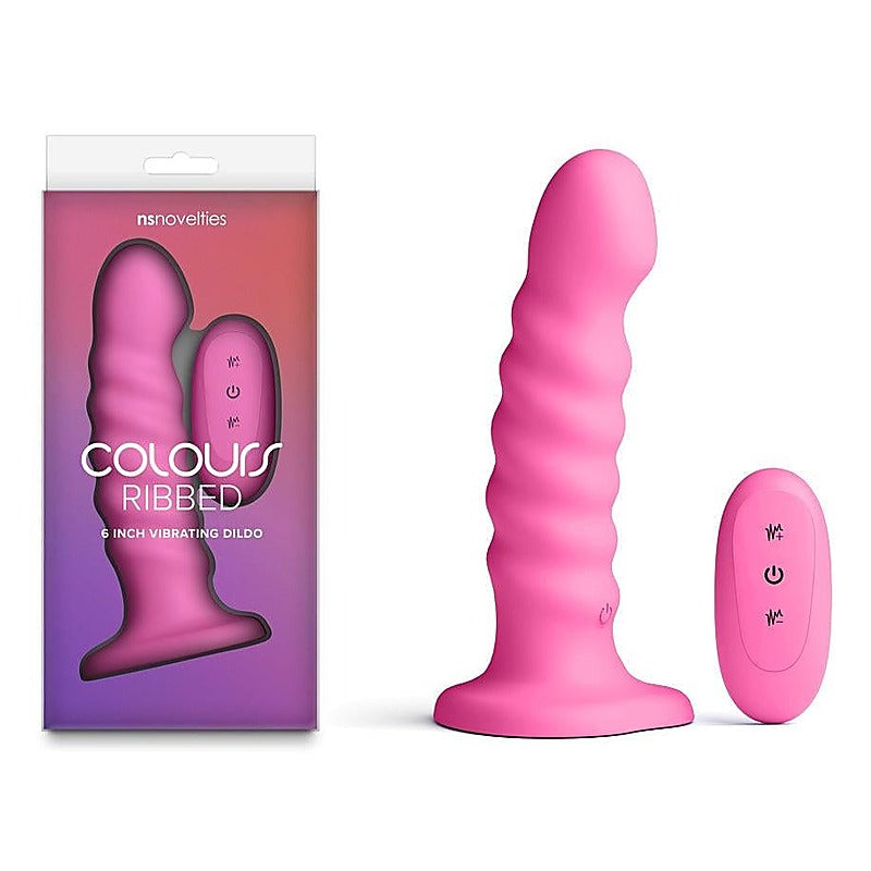 Colours Ribbed 6 Inch Vibrating Silicone Dildo - Vibrating Dildos