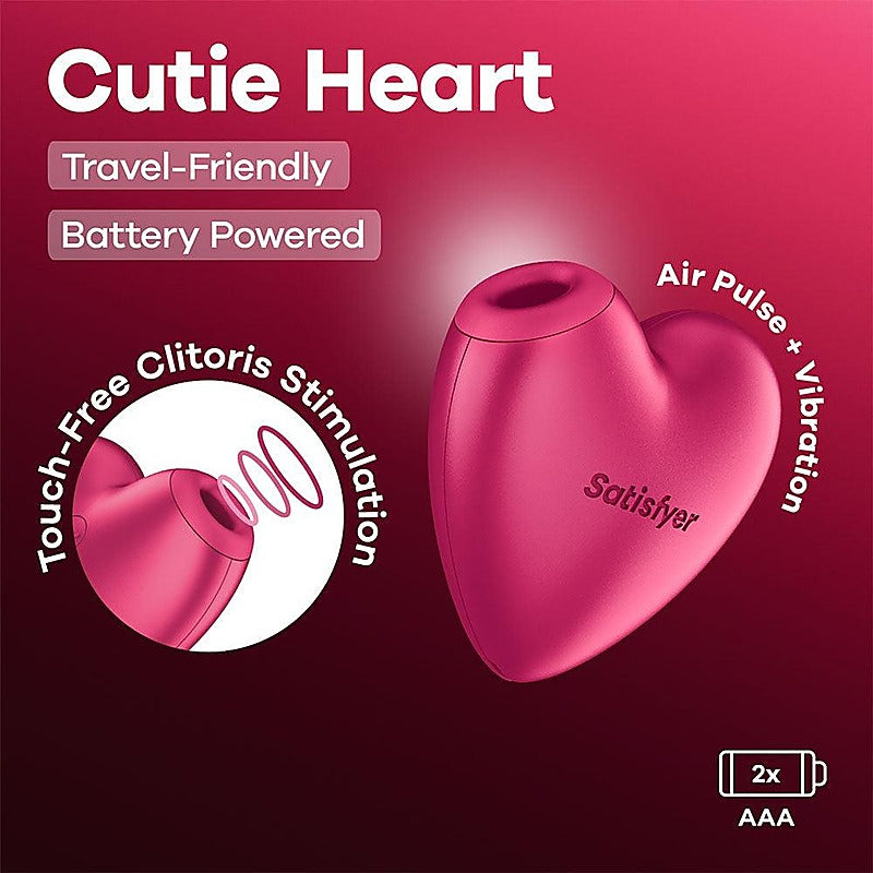Cutie Heart Air Pulse Clit Vibe by Satisfyer - Clit Ticklers and Pulsators