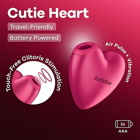Cutie Heart Air Pulse Clit Vibe by Satisfyer - Clit Ticklers and Pulsators
