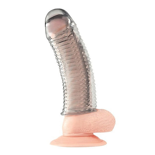 Blue Line 6.5 Inch Clear Textured Penis Enhancing Sleeve - Penis Sleeves and Extenders