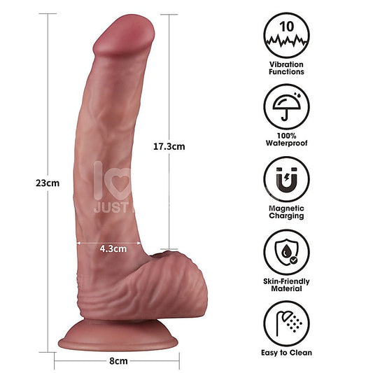 Dual Density 9 Inch Vibrating Realistic Power Cock - Vibrating Dildos