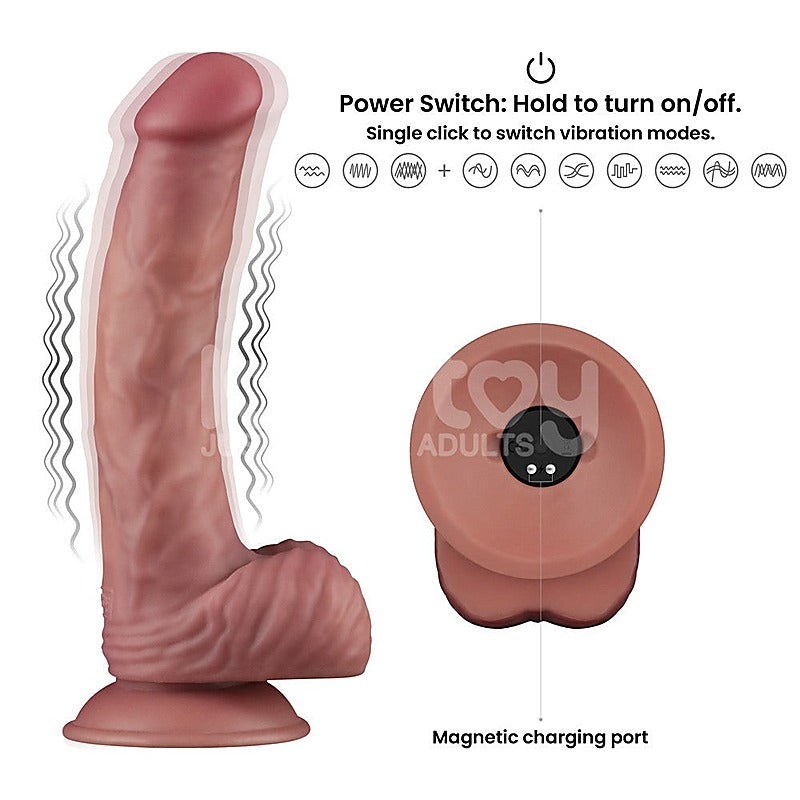Dual Density 9 Inch Vibrating Realistic Power Cock - Vibrating Dildos