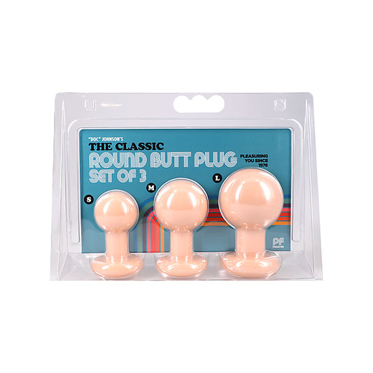 The Classic Round Butt Plug set Cream by Doc Johnson - Butt Plugs
