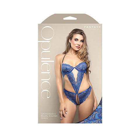 OPULENCE Crotchless Pearl Halter Teddy by Fantasy Lingerie - Teddies and Bodysuits