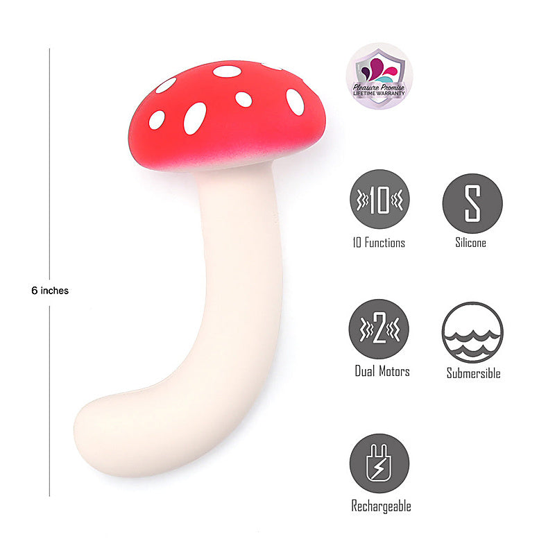ALICE USB Rechargeable Dual Vibrating Mushroom Vibe - Personal Massagers