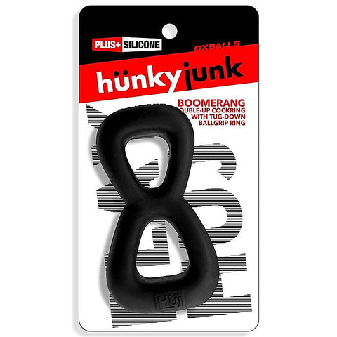 Boomerang Double Cockring Ball Stretcher by Hunkyjunk - Ball Stretchers and Crushers