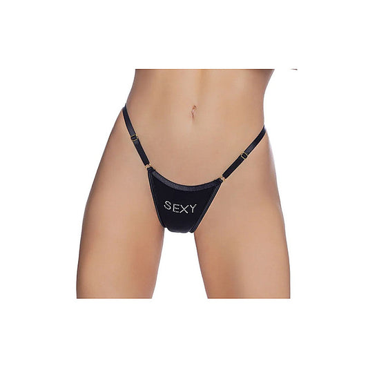 Crotchless Sexy Bling Thong OS by Playboy Lingerie - G-Strings, Panties and Shorts