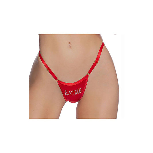 Crotchless Eat Me Bling Thong OS by Playboy Lingerie - G-Strings, Panties and Shorts