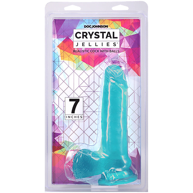 Crystal Jellies Realistic Cock with Balls Teal - Realistic Dildos