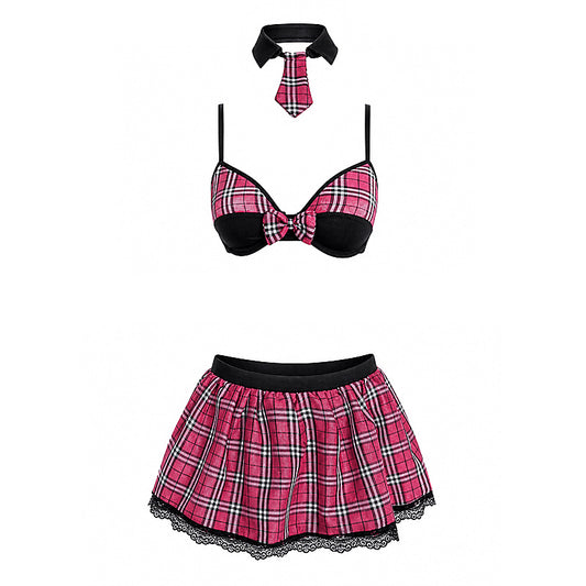 4 Piece Sexy School Girls Dress Set Pink - Fancy Dress Ups