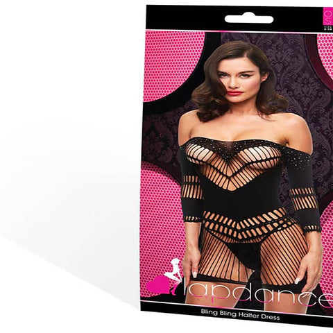 Lapdance Lingerie Bling Bling Womens Halter Dress - Body Stockings
