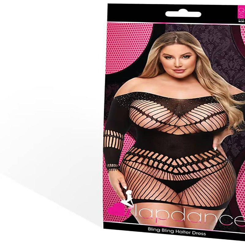 Lapdance Lingerie Bling Bling Womens Halter Dress - Body Stockings