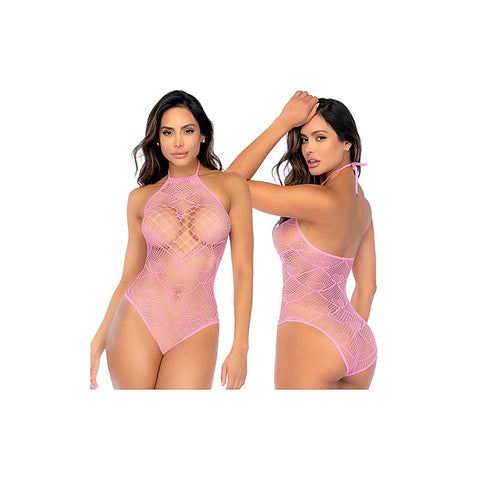 Heart Pattern Fishnet Bodysuit OS by Mapale