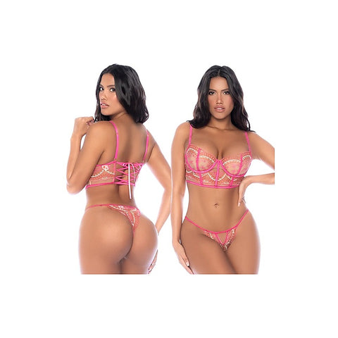 Candy Crush Lace Up Bra and Thong 2 Piece Set by Mapale