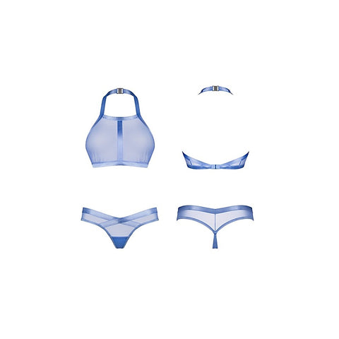 Shaderi Top and Thong 2 Pc Set Blue by Obsessive Lingerie