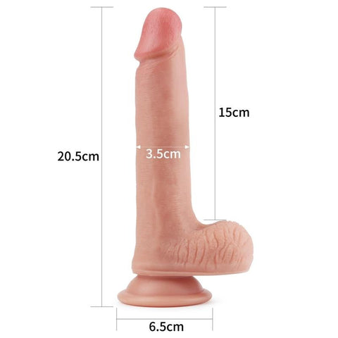 8 Inch Dual Layer Veined Silicone Cock by Lovetoy - Realistic Dildos