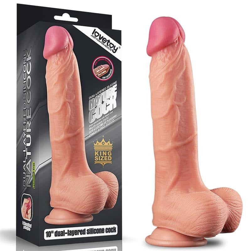 10 Inch Dual Layer King Size Silicone Dildo by Lovetoy - Realistic Dildos