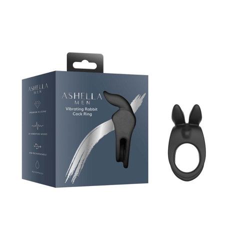 Men 10 Mode Vibrating Rabbit Cock Ring by Ashella - Vibrating Cock Rings