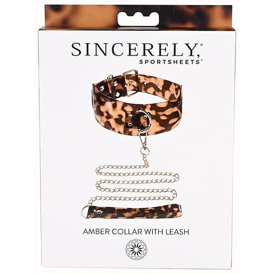 Amber Adjustable Collar with Leash by Sportsheets - Collars and Leads