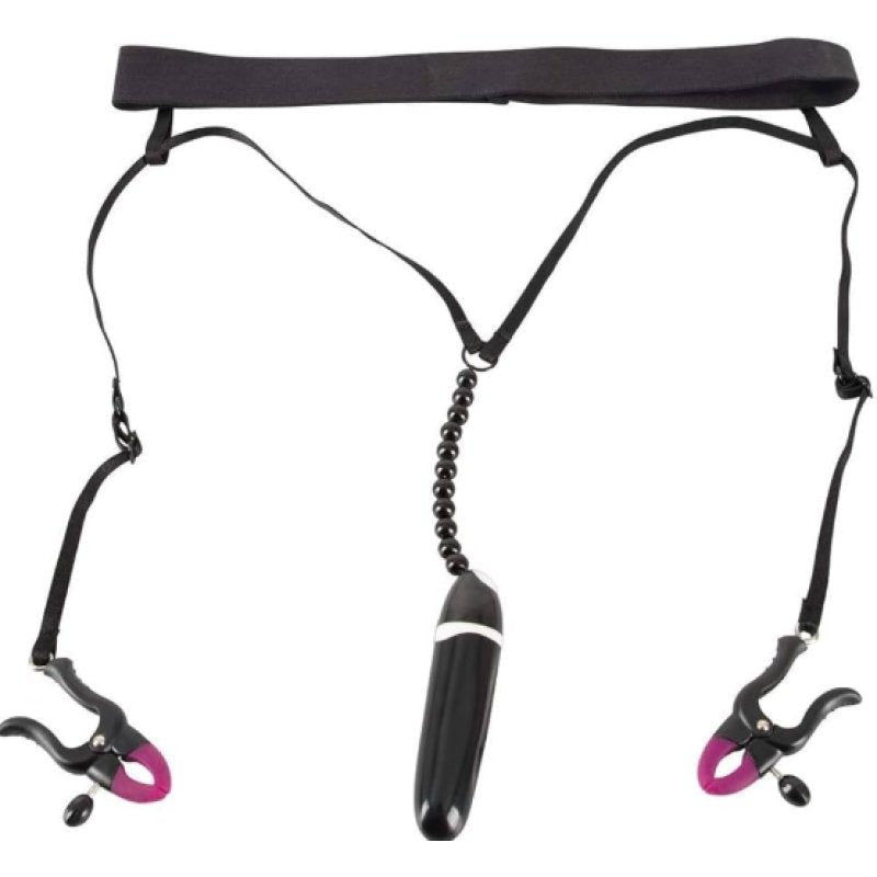 Bad Kitty Spreader String with Vibrator by Orion - Nipple and Clit Clamps