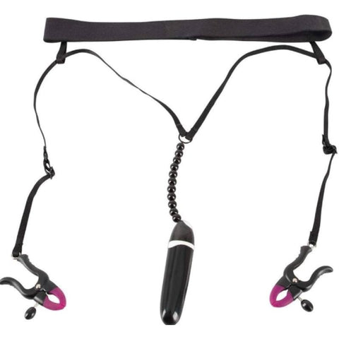Bad Kitty Spreader String with Vibrator by Orion - Nipple and Clit Clamps