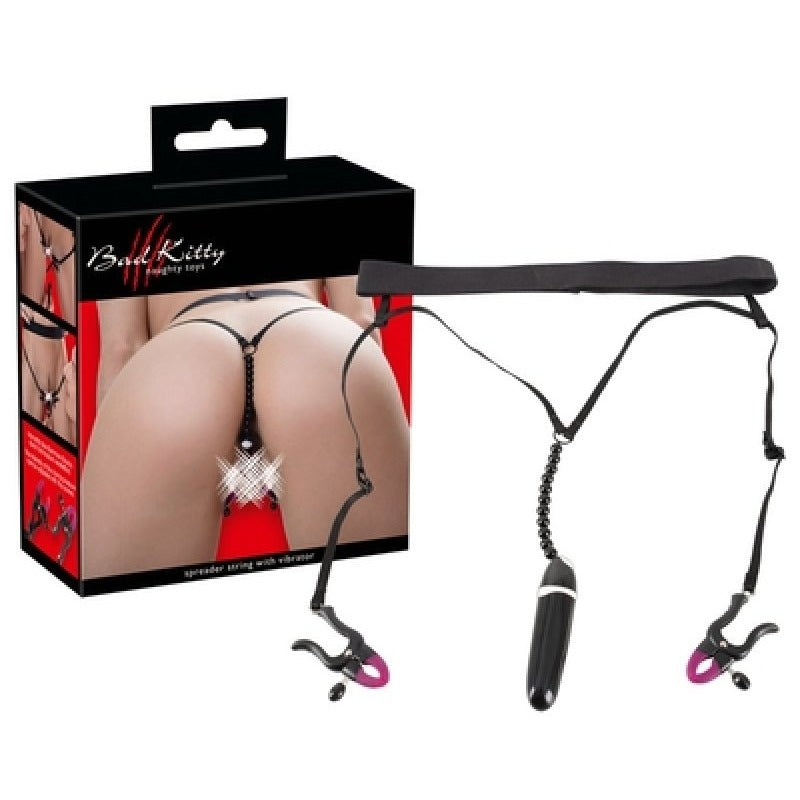Bad Kitty Spreader String with Vibrator by Orion - Nipple and Clit Clamps