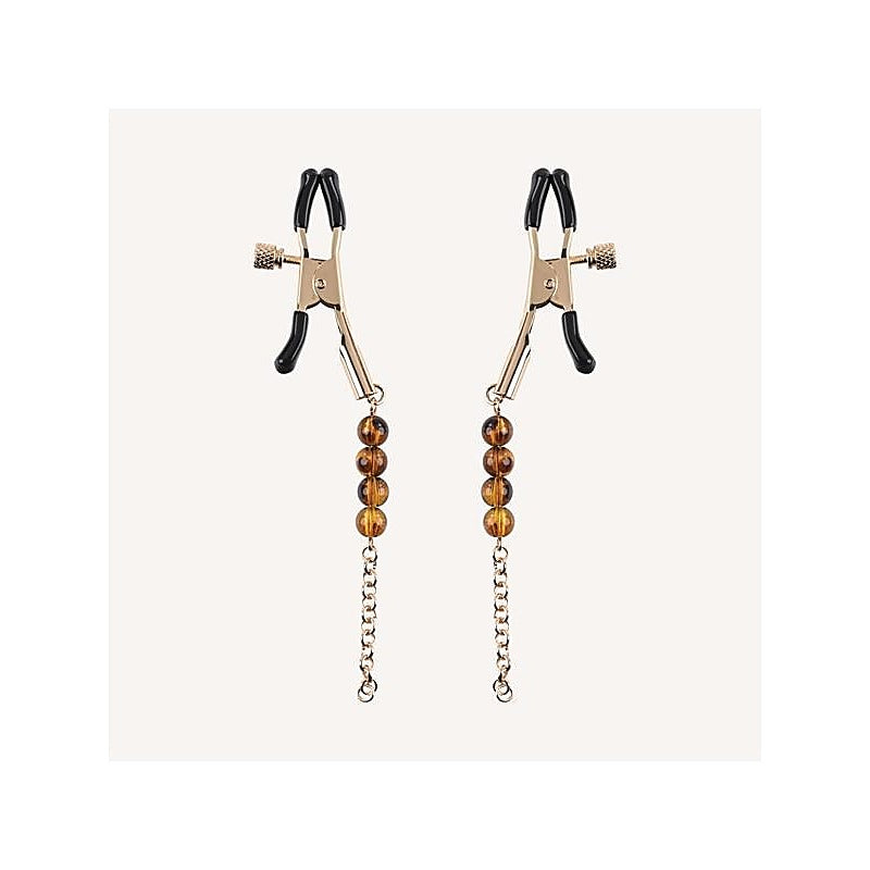 Amber Beaded Nipple Clamps by Sportsheets - Nipple and Clit Clamps