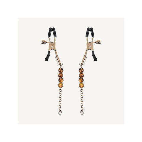 Amber Beaded Nipple Clamps by Sportsheets - Nipple and Clit Clamps