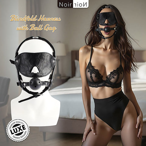 Blindfold Head Harness with Ball Gag by Chisa - Bondage Gags and Bits
